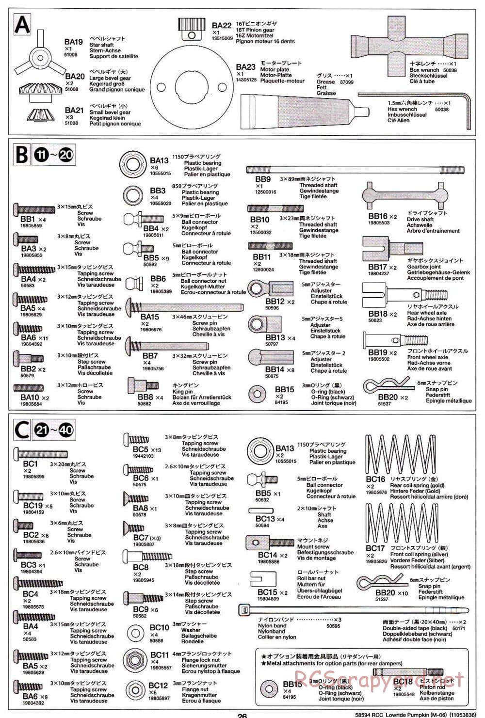 Tamiya - Lowride Pumpkin - M-06 Chassis - Manual - Page 26