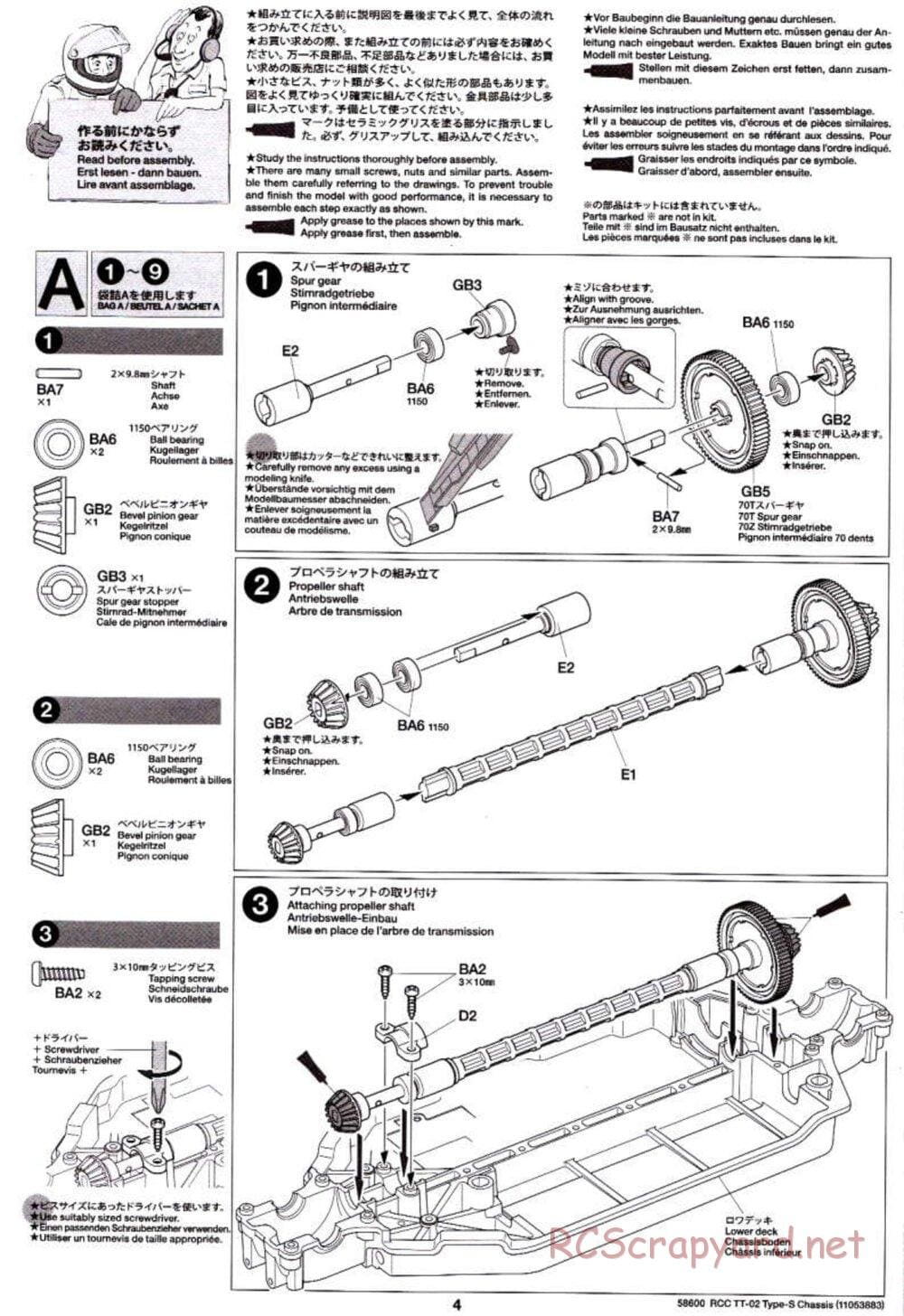 Tamiya - TT-02 Type-S Chassis - Manual - Page 4