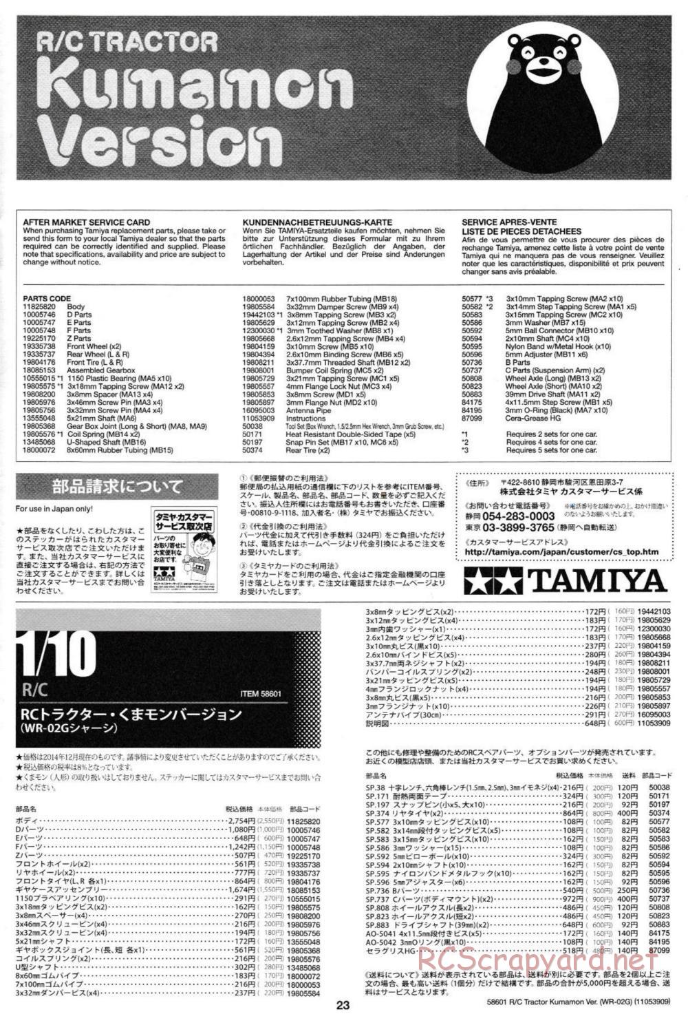 Tamiya - Tractor Kumamon Version Chassis - Manual - Page 23