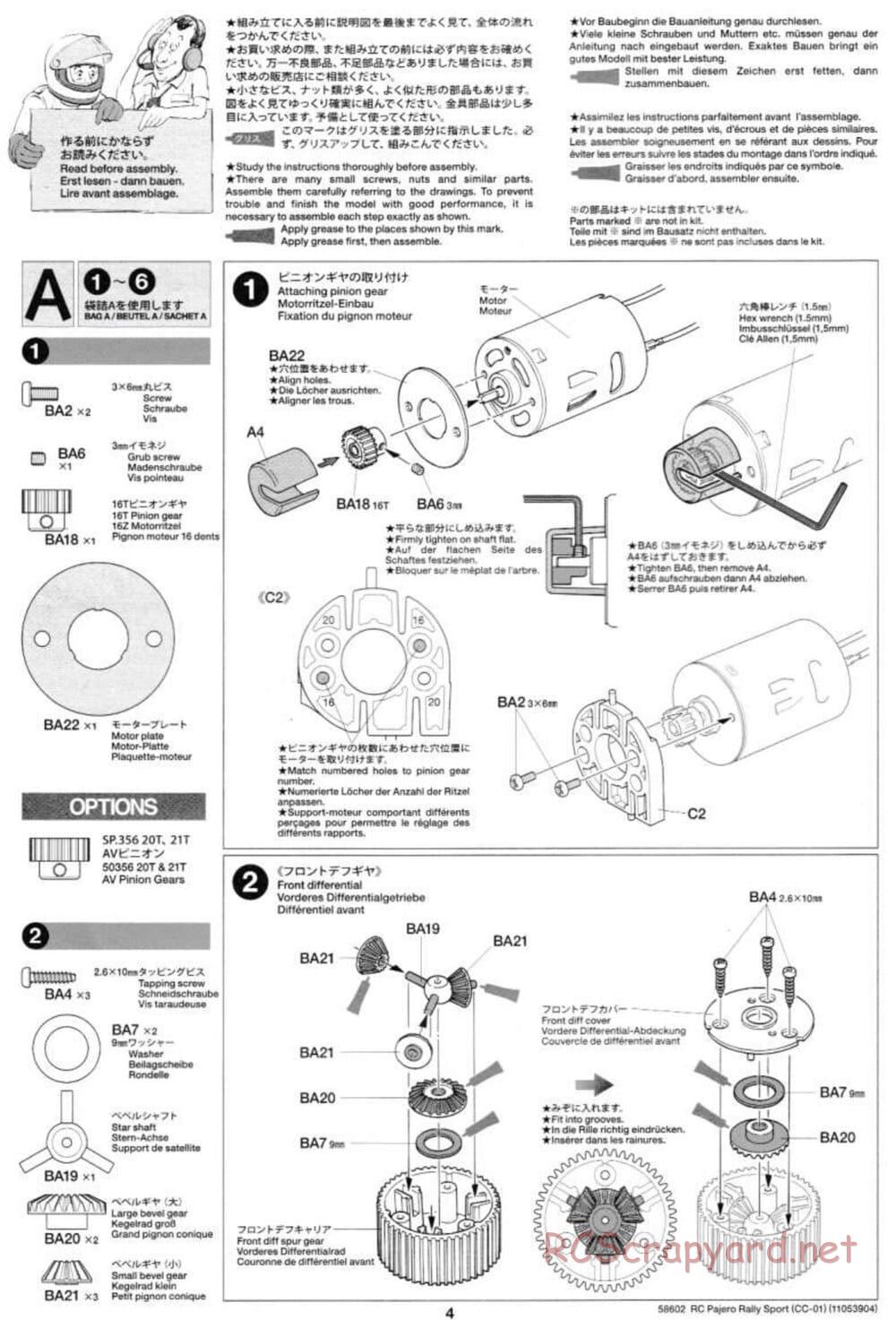Tamiya - Mitsubishi Pajero Rally Sport - CC-01 Chassis - Manual - Page 4