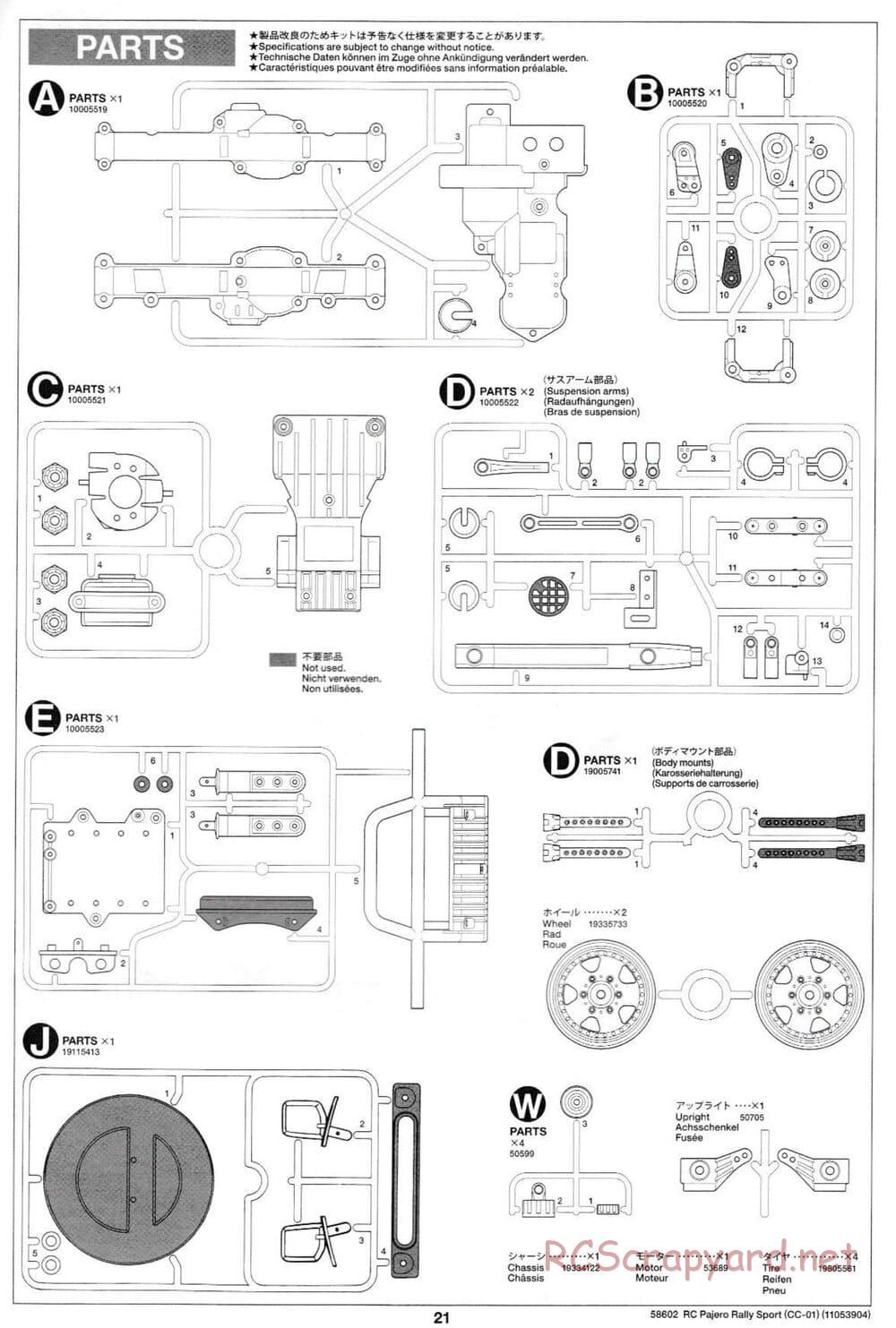 Tamiya - Mitsubishi Pajero Rally Sport - CC-01 Chassis - Manual - Page 21