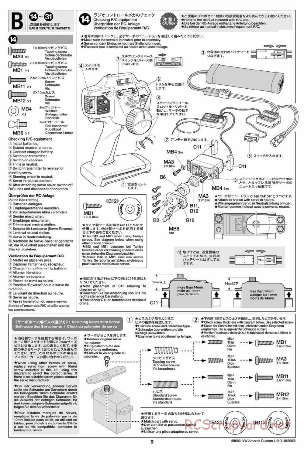 Tamiya - Volkswagen Amarok Custom Lift - WT-01N Chassis - Manual - Page 9
