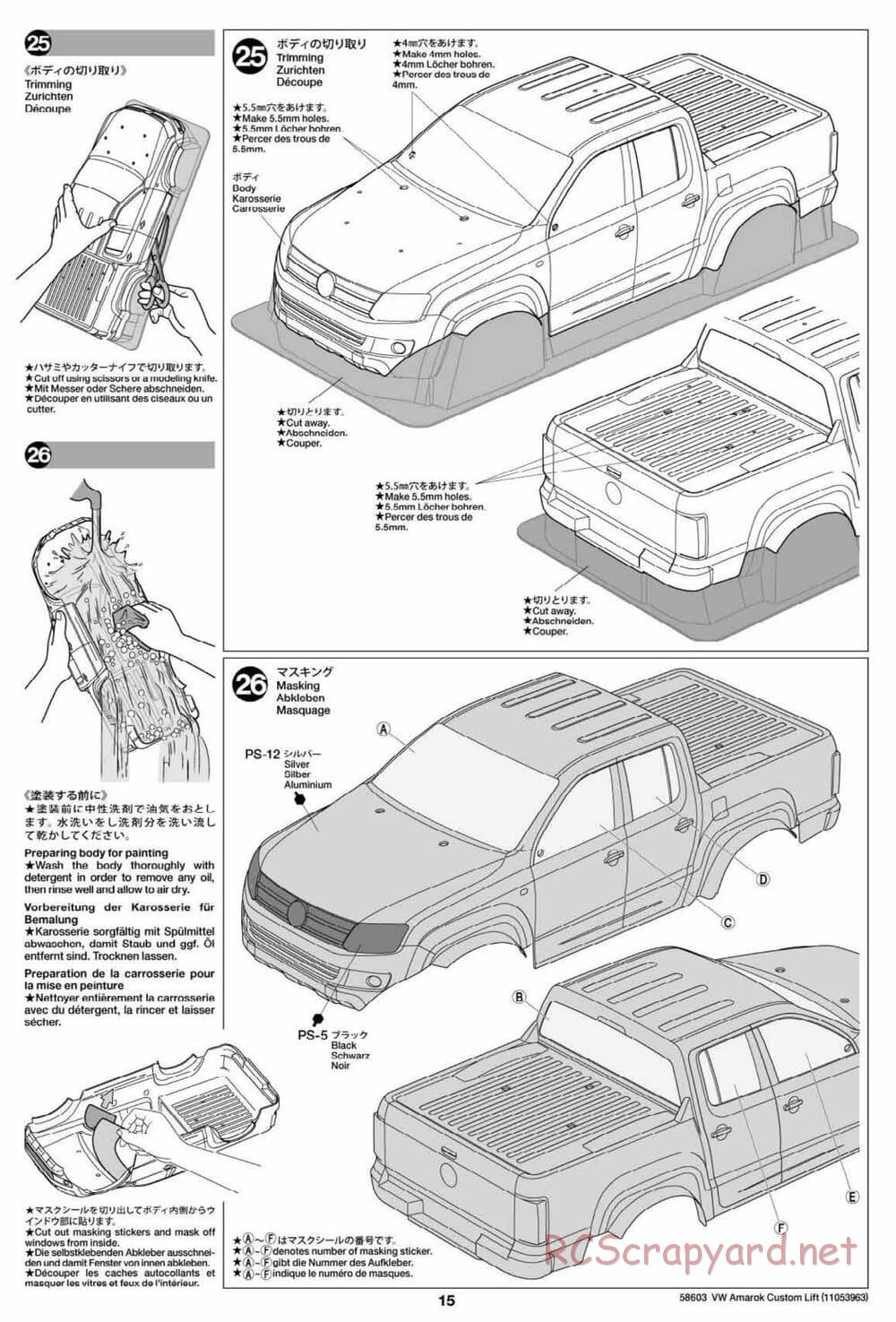 Tamiya - Volkswagen Amarok Custom Lift - WT-01N Chassis - Manual - Page 15