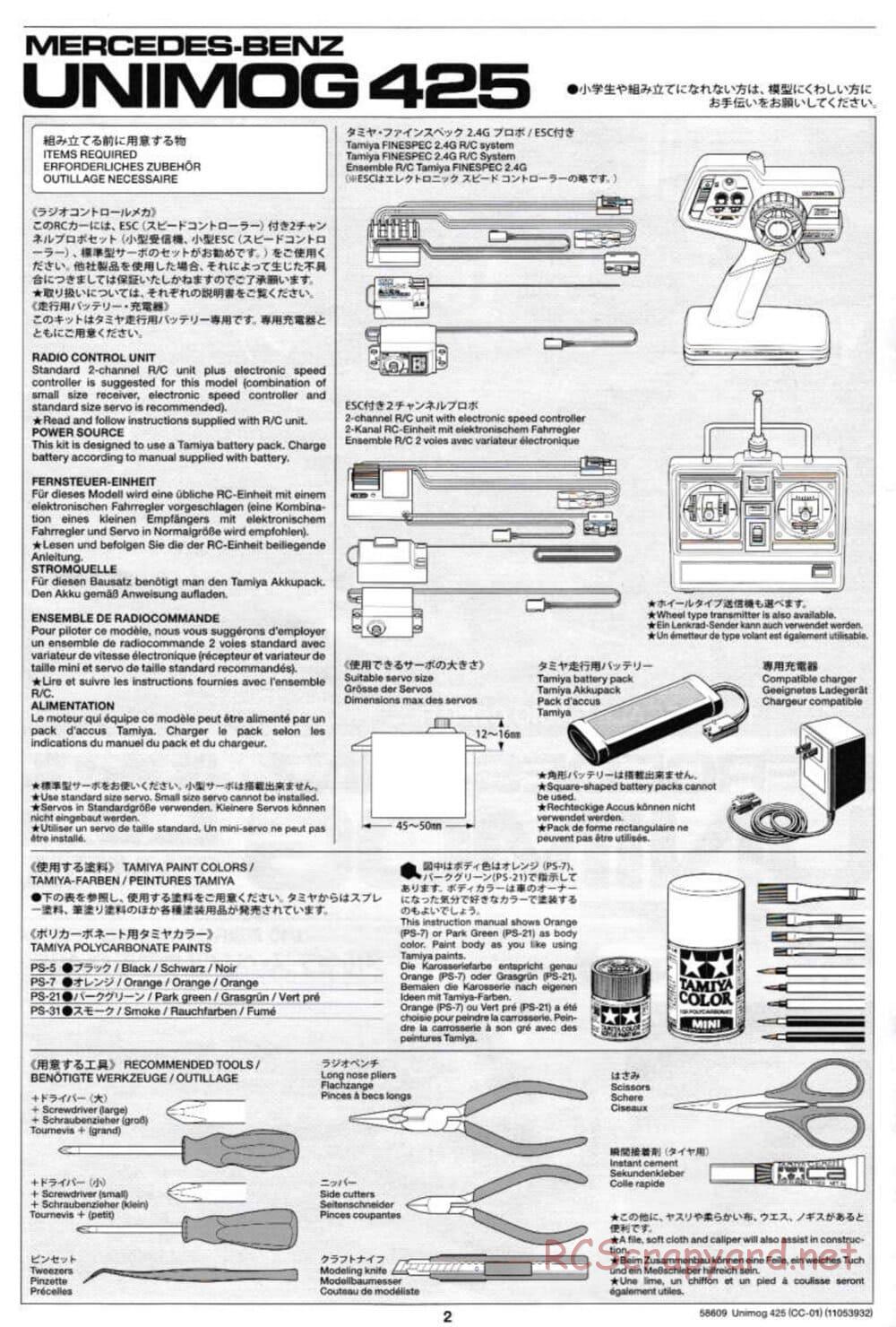 Tamiya - Mercedes-Benz Unimog 425 - CC-01 Chassis - Manual - Page 2