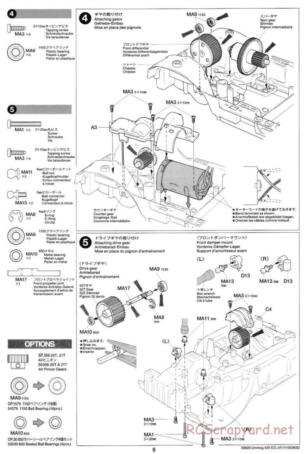 Tamiya - Mercedes-Benz Unimog 425 - CC-01 Chassis - Manual - Page 5