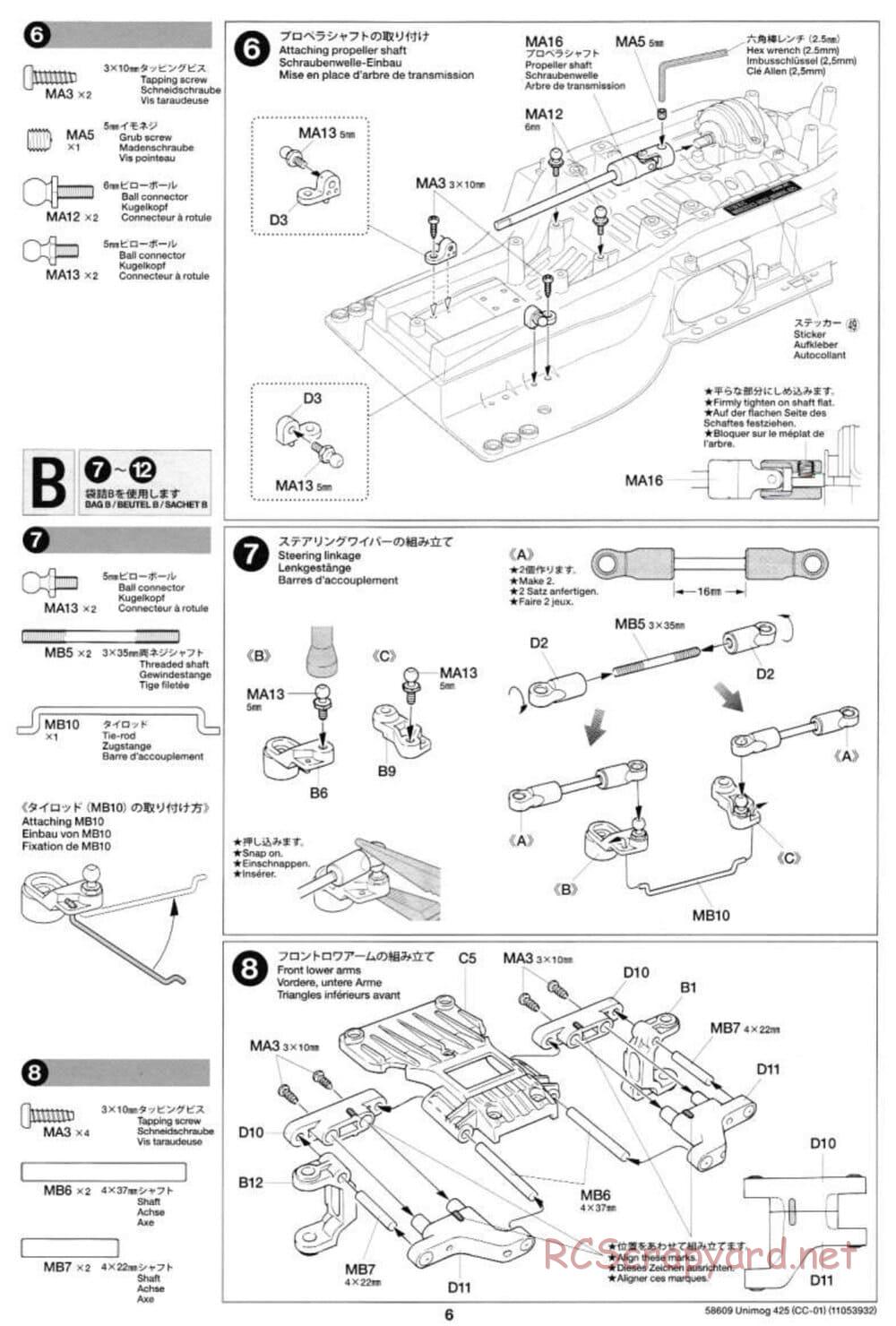 Tamiya - Mercedes-Benz Unimog 425 - CC-01 Chassis - Manual - Page 6