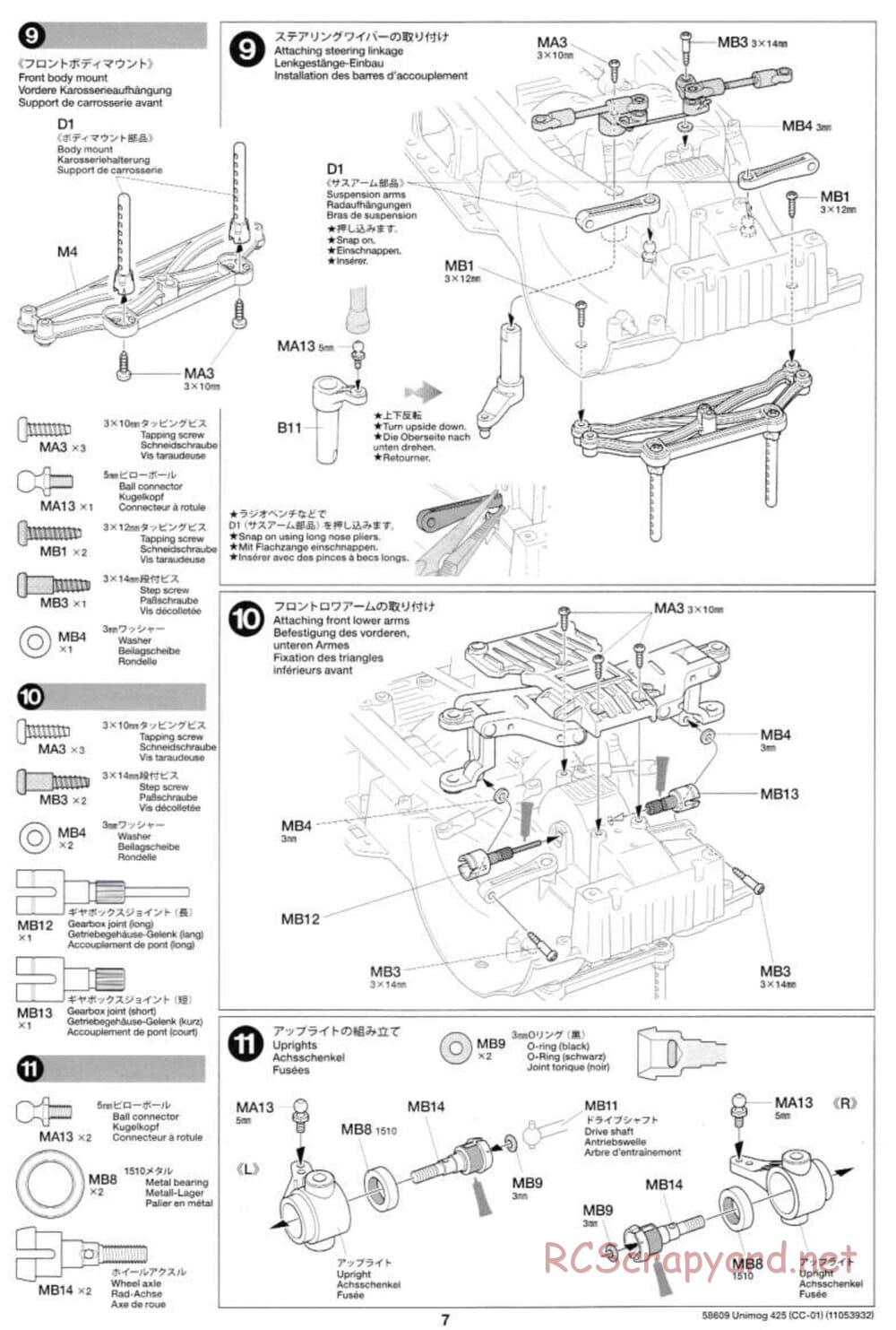 Tamiya - Mercedes-Benz Unimog 425 - CC-01 Chassis - Manual - Page 7