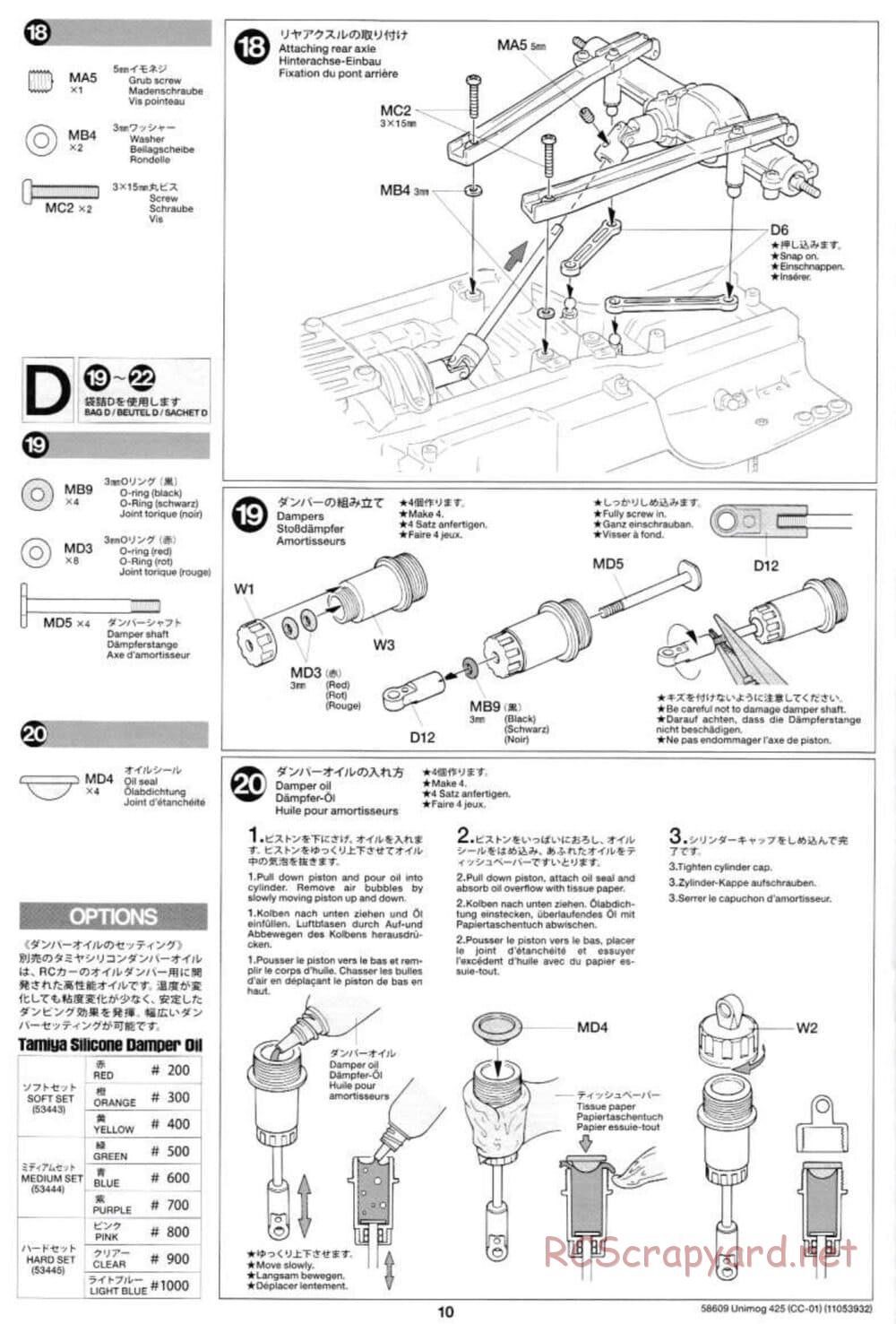 Tamiya - Mercedes-Benz Unimog 425 - CC-01 Chassis - Manual - Page 10