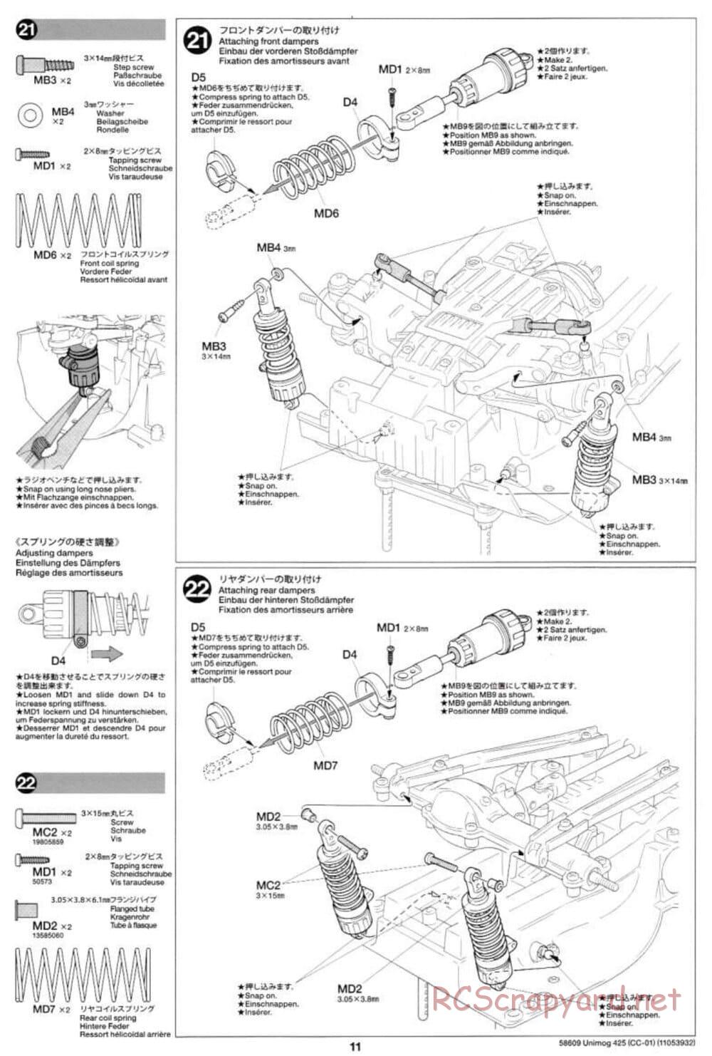 Tamiya - Mercedes-Benz Unimog 425 - CC-01 Chassis - Manual - Page 11