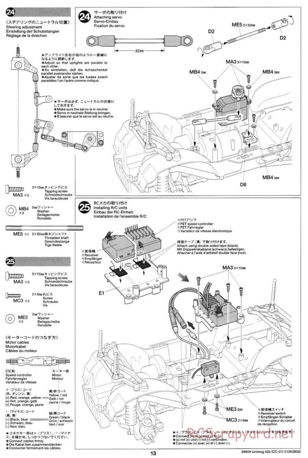 Tamiya - Mercedes-Benz Unimog 425 - CC-01 Chassis - Manual - Page 13