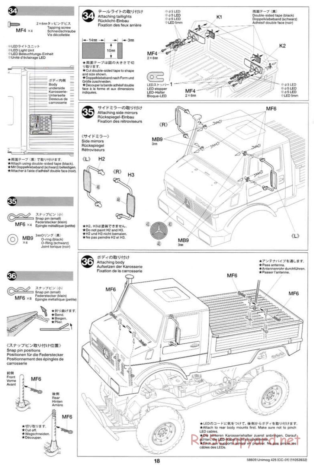 Tamiya - Mercedes-Benz Unimog 425 - CC-01 Chassis - Manual - Page 18
