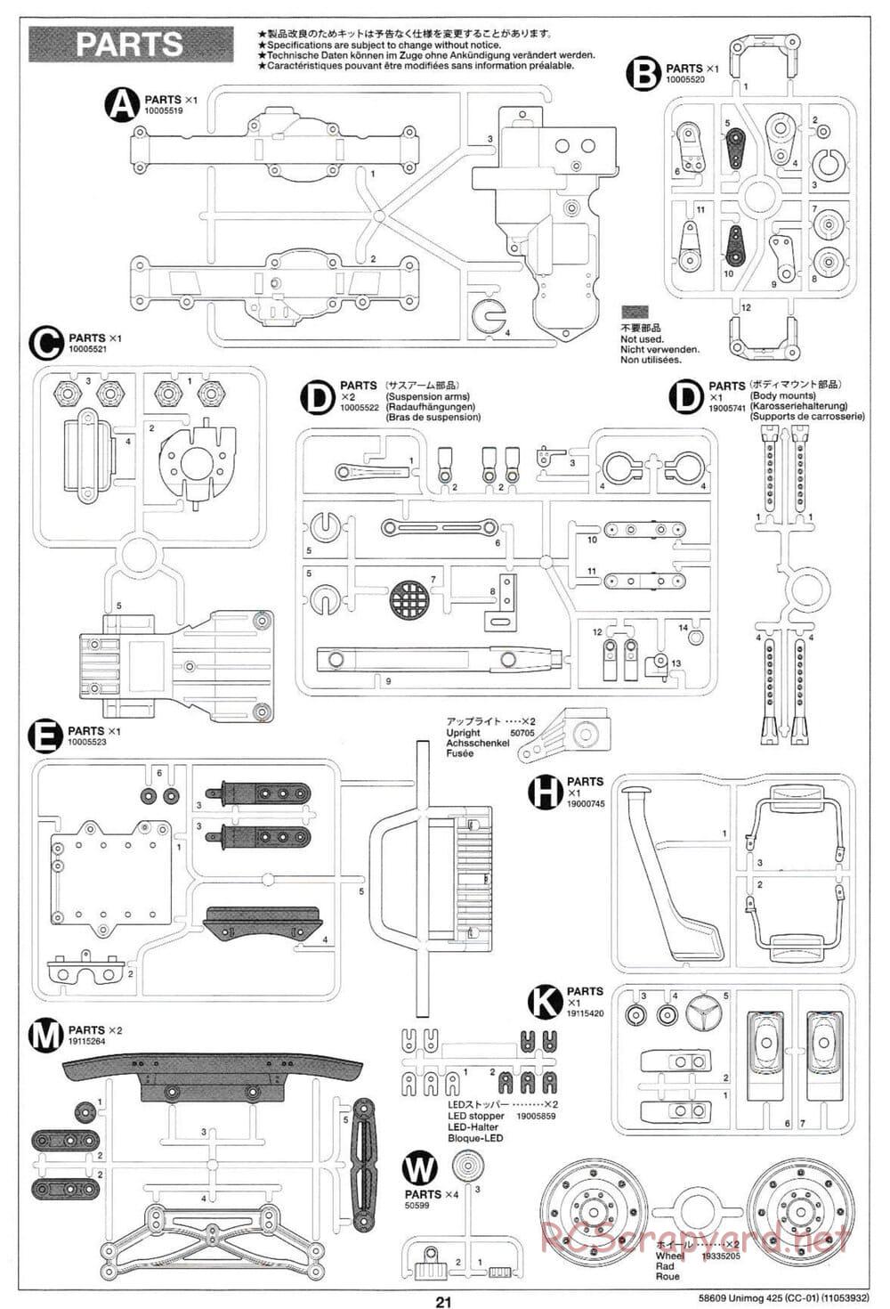 Tamiya - Mercedes-Benz Unimog 425 - CC-01 Chassis - Manual - Page 21