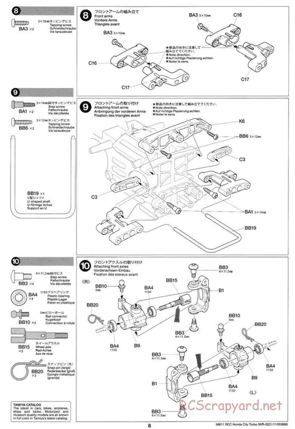 Tamiya - Honda City Turbo - WR-02C Chassis - Manual - Page 8