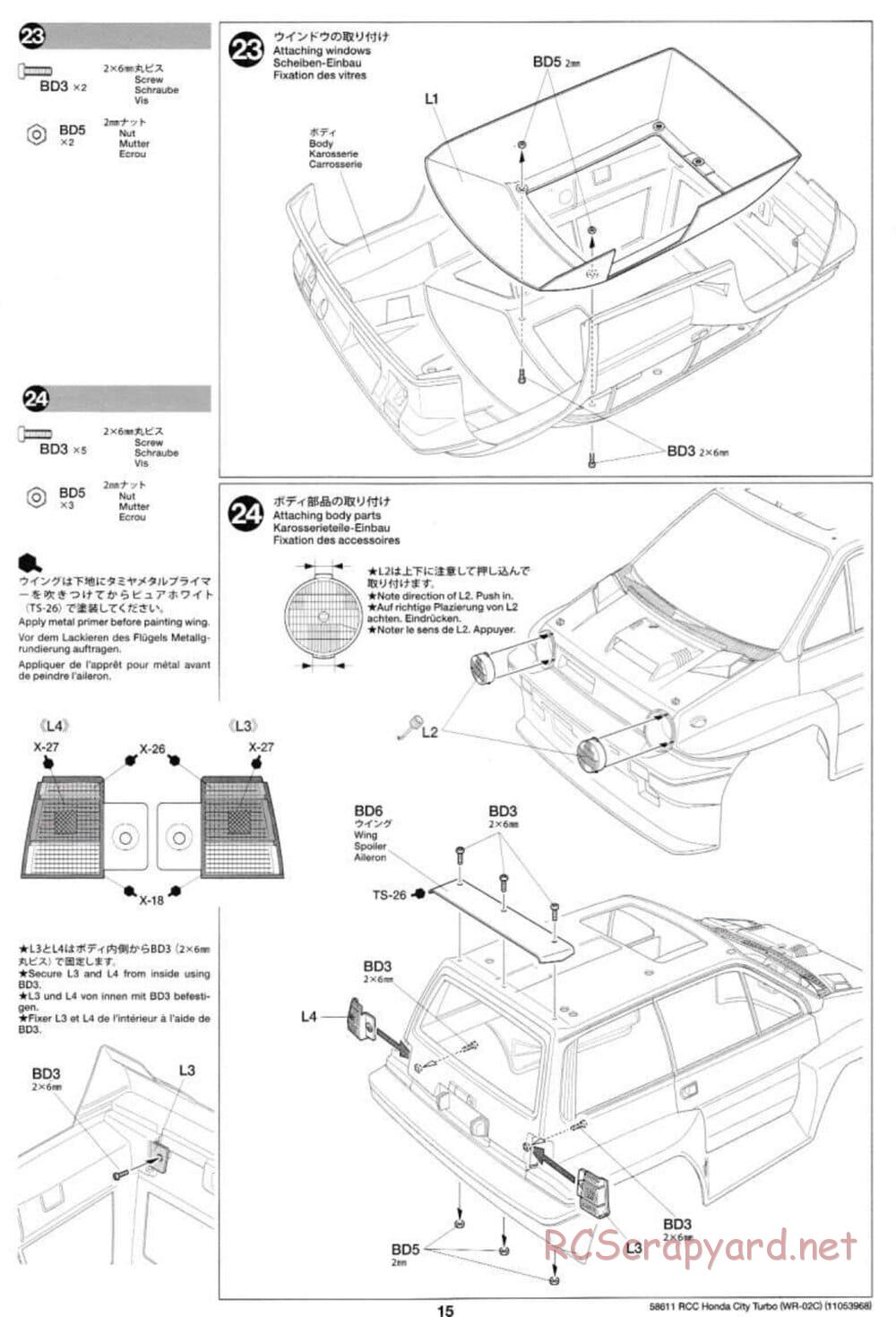 Tamiya - Honda City Turbo - WR-02C Chassis - Manual - Page 15