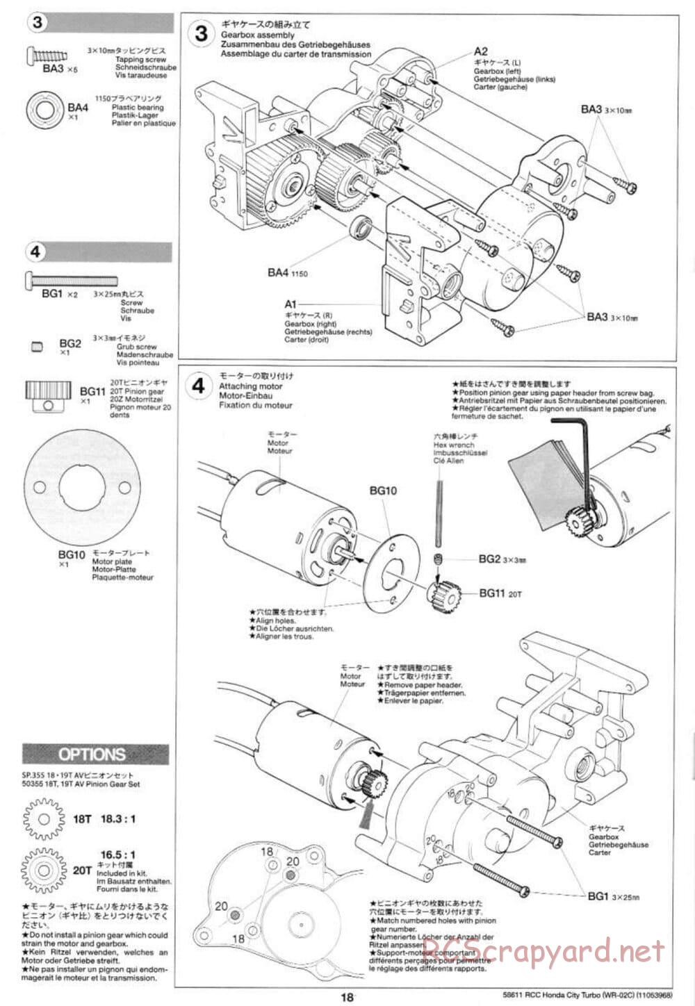 Tamiya - Honda City Turbo - WR-02C Chassis - Manual - Page 18