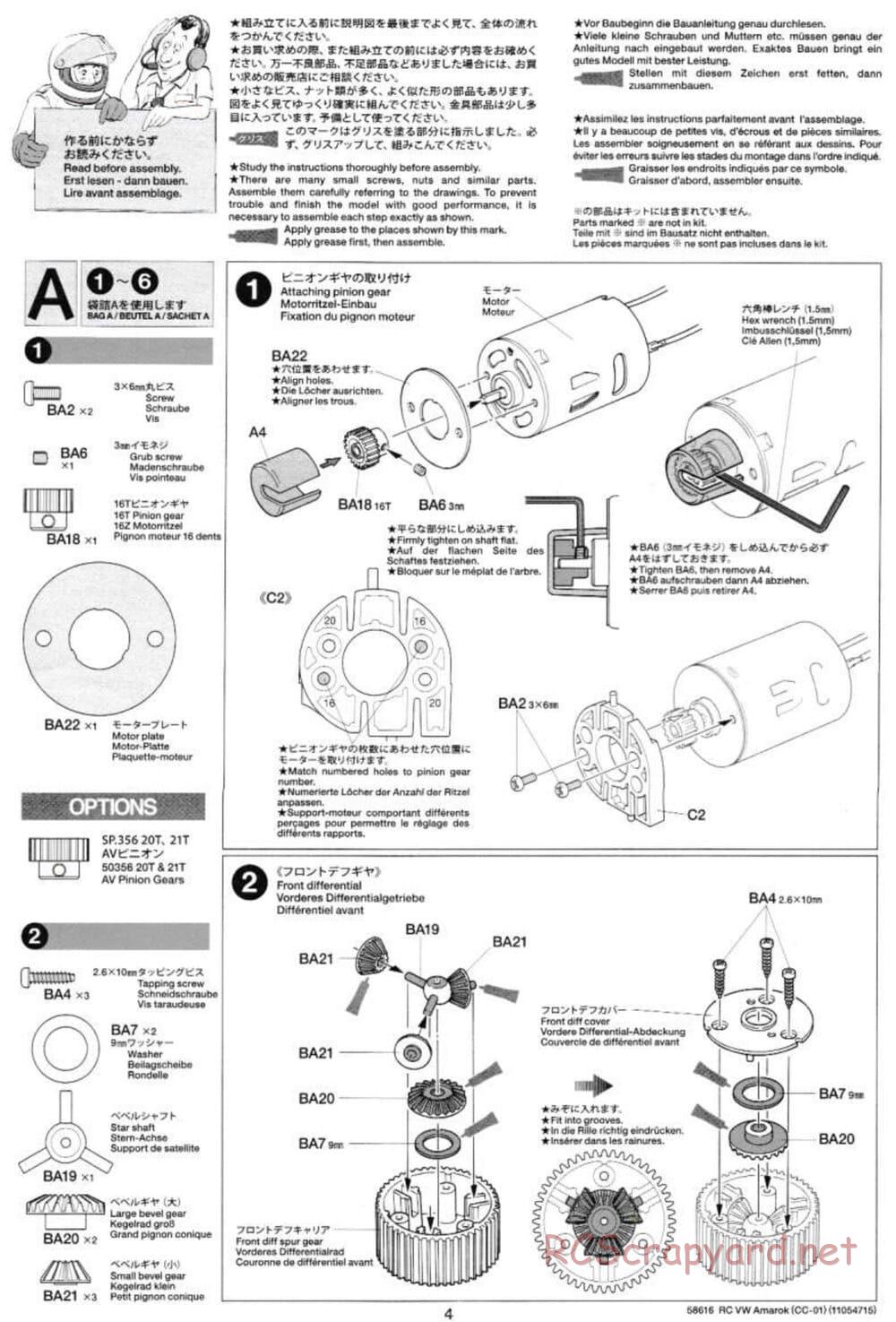 Tamiya - Volkswagen Amarok - CC-01 Chassis - Manual - Page 4