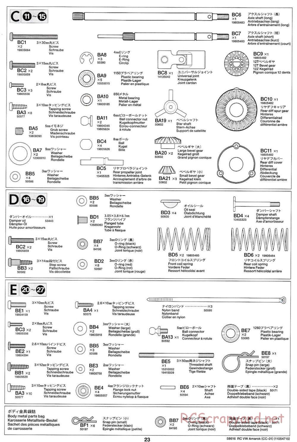 Tamiya - Volkswagen Amarok - CC-01 Chassis - Manual - Page 23