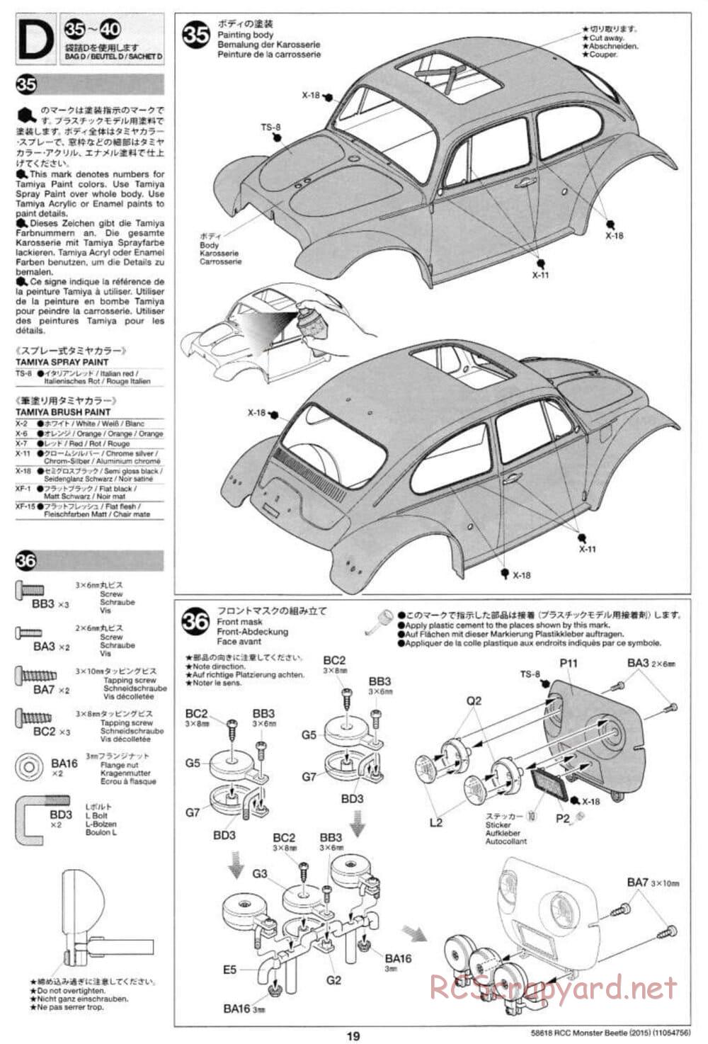 Tamiya - Monster Beetle 2015 - ORV Chassis - Manual - Page 19