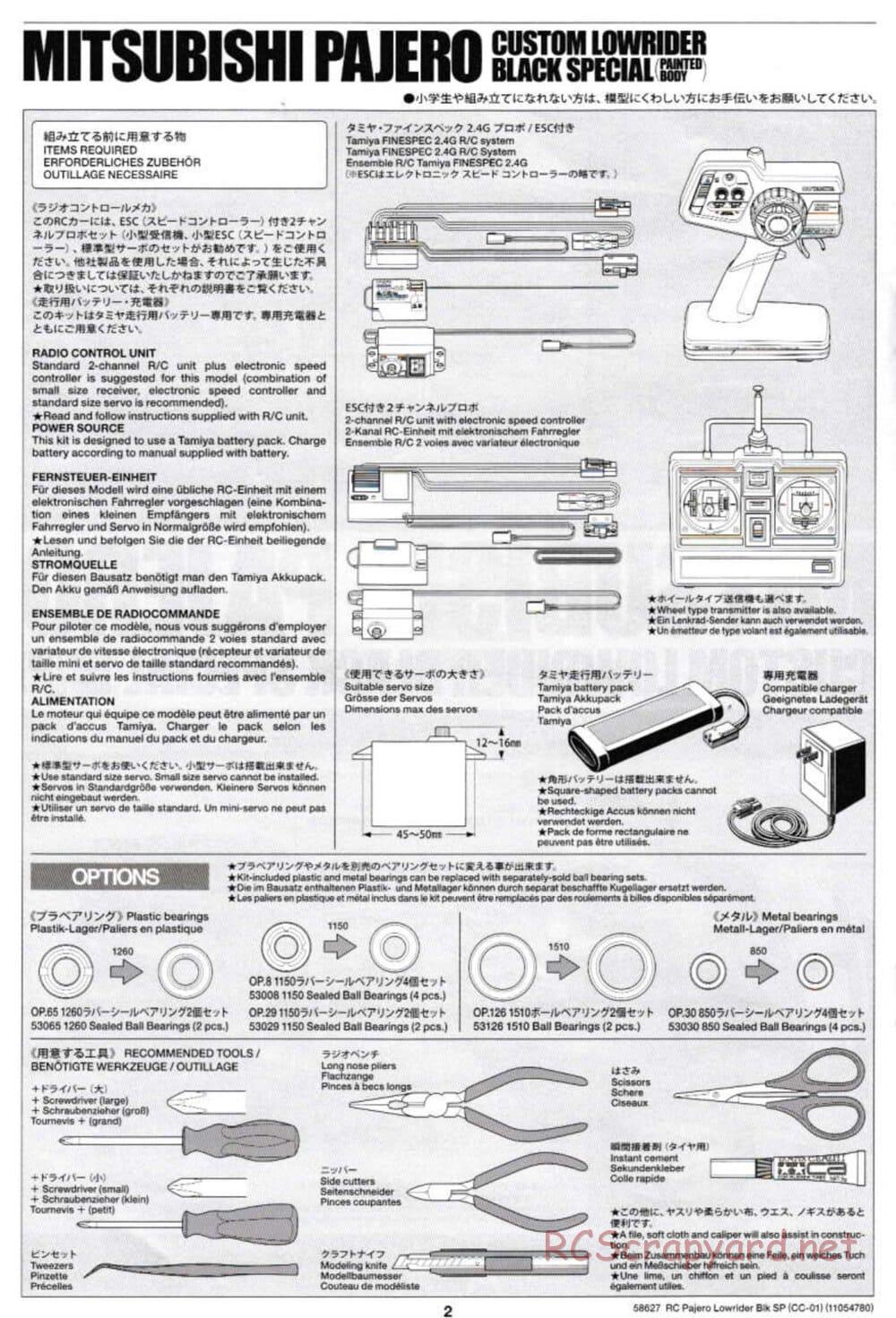 Tamiya - Mitsubishi Pajero Custom Lowrider Black Special - CC-01 Chassis - Manual - Page 2