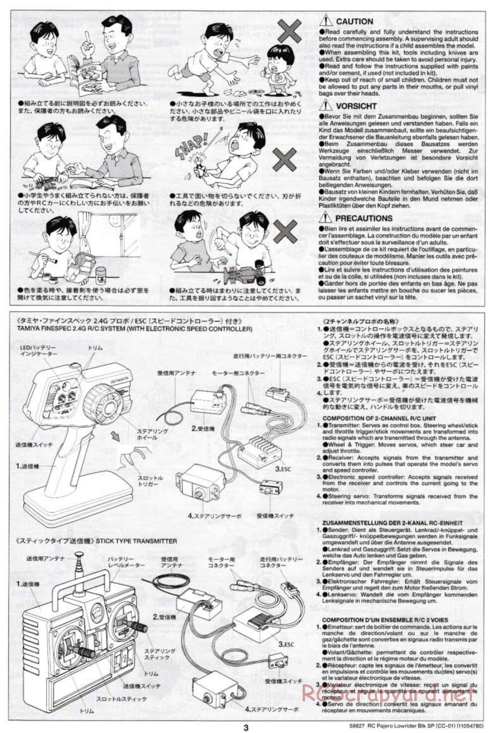 Tamiya - Mitsubishi Pajero Custom Lowrider Black Special - CC-01 Chassis - Manual - Page 3