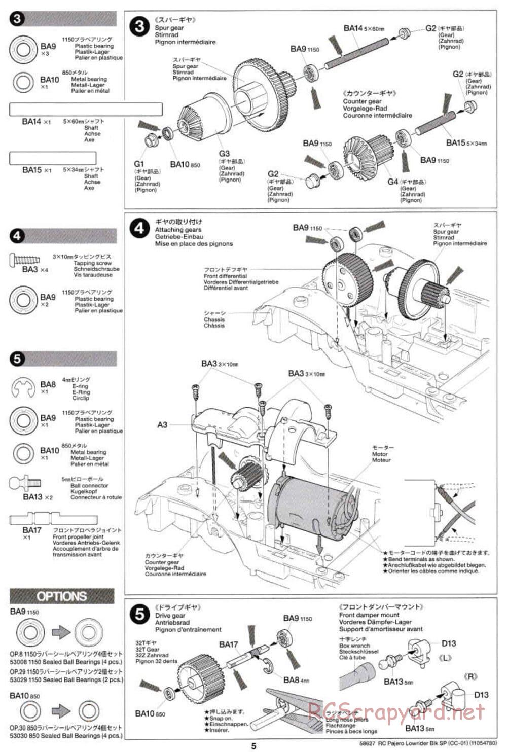 Tamiya - Mitsubishi Pajero Custom Lowrider Black Special - CC-01 Chassis - Manual - Page 5