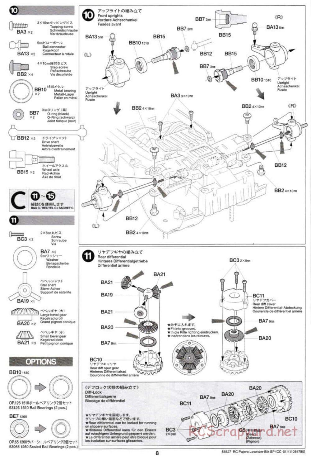 Tamiya - Mitsubishi Pajero Custom Lowrider Black Special - CC-01 Chassis - Manual - Page 8