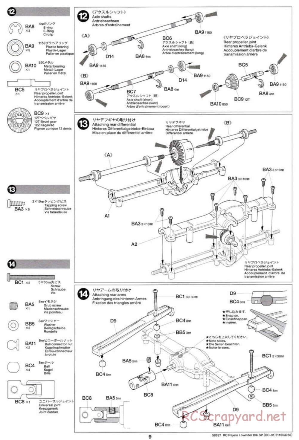 Tamiya - Mitsubishi Pajero Custom Lowrider Black Special - CC-01 Chassis - Manual - Page 9