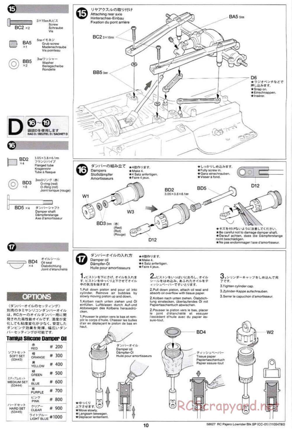 Tamiya - Mitsubishi Pajero Custom Lowrider Black Special - CC-01 Chassis - Manual - Page 10