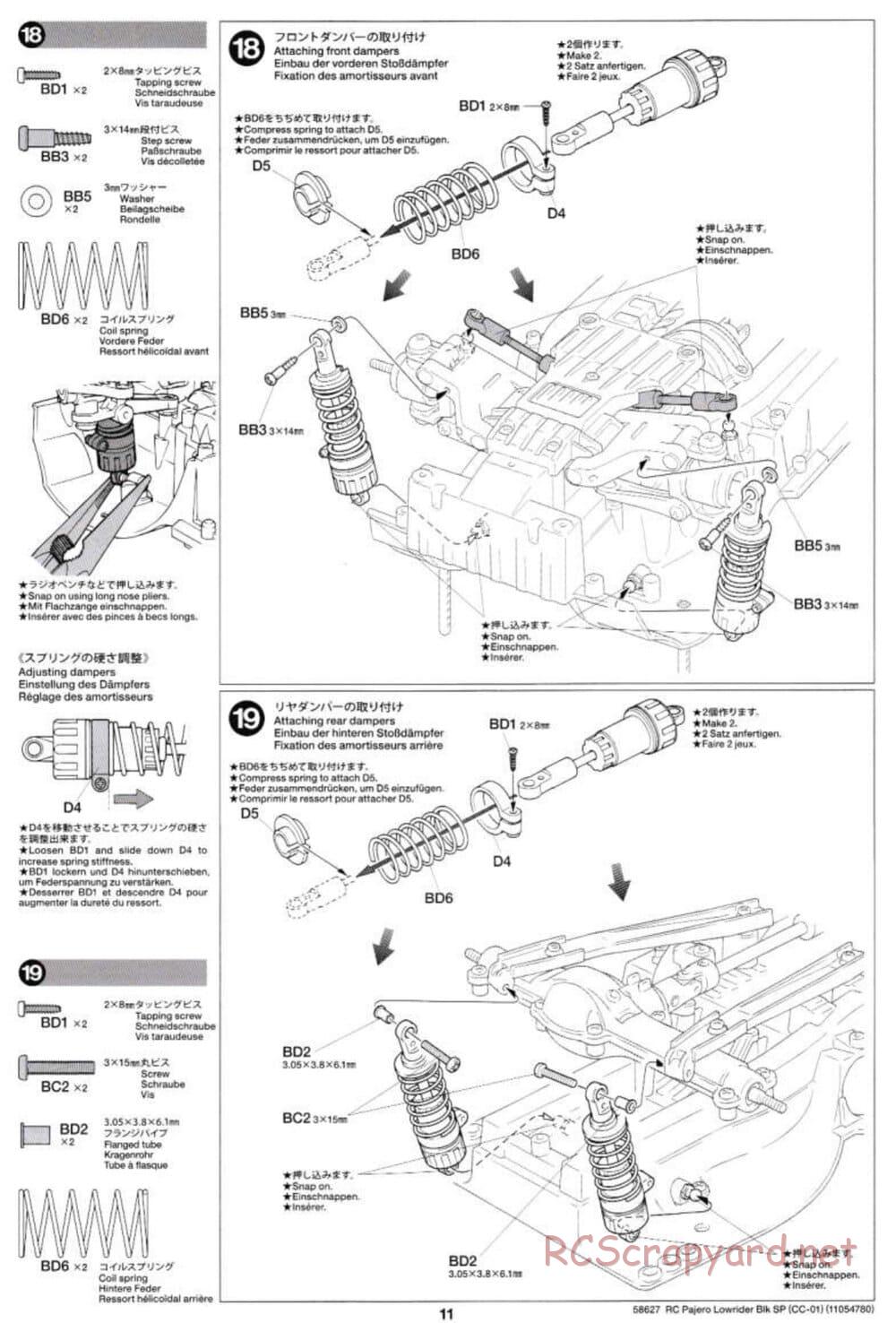 Tamiya - Mitsubishi Pajero Custom Lowrider Black Special - CC-01 Chassis - Manual - Page 11