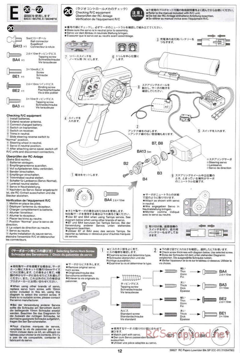 Tamiya - Mitsubishi Pajero Custom Lowrider Black Special - CC-01 Chassis - Manual - Page 12