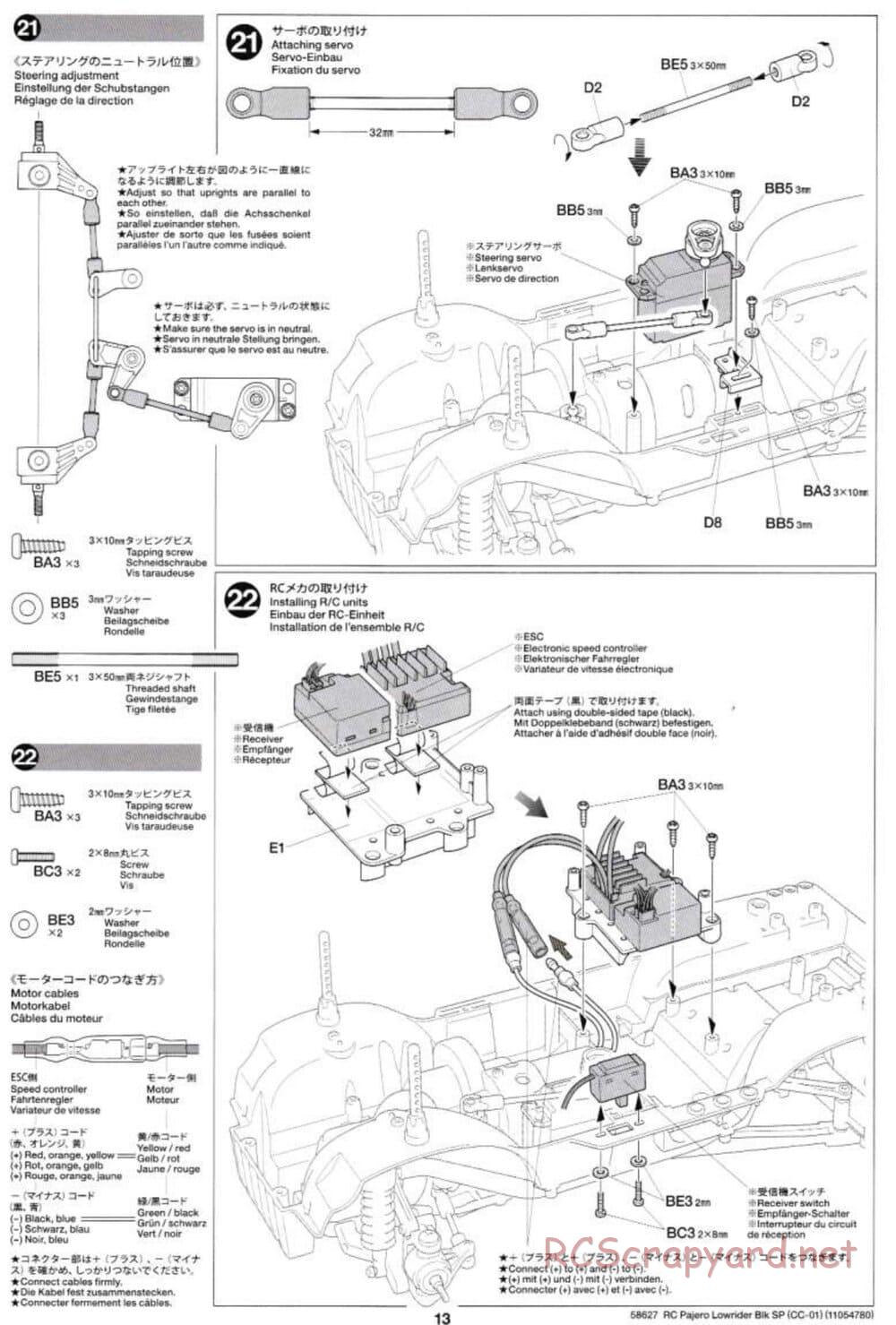 Tamiya - Mitsubishi Pajero Custom Lowrider Black Special - CC-01 Chassis - Manual - Page 13