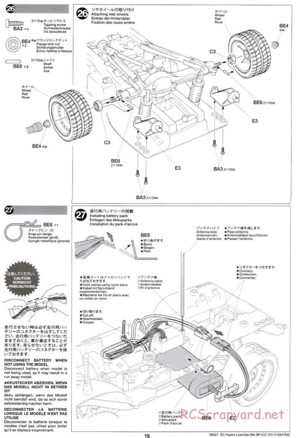 Tamiya - Mitsubishi Pajero Custom Lowrider Black Special - CC-01 Chassis - Manual - Page 15