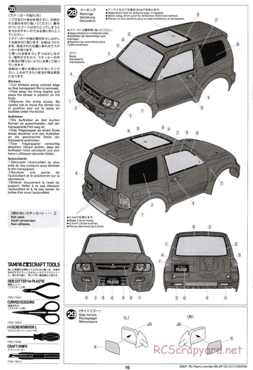Tamiya - Mitsubishi Pajero Custom Lowrider Black Special - CC-01 Chassis - Manual - Page 16