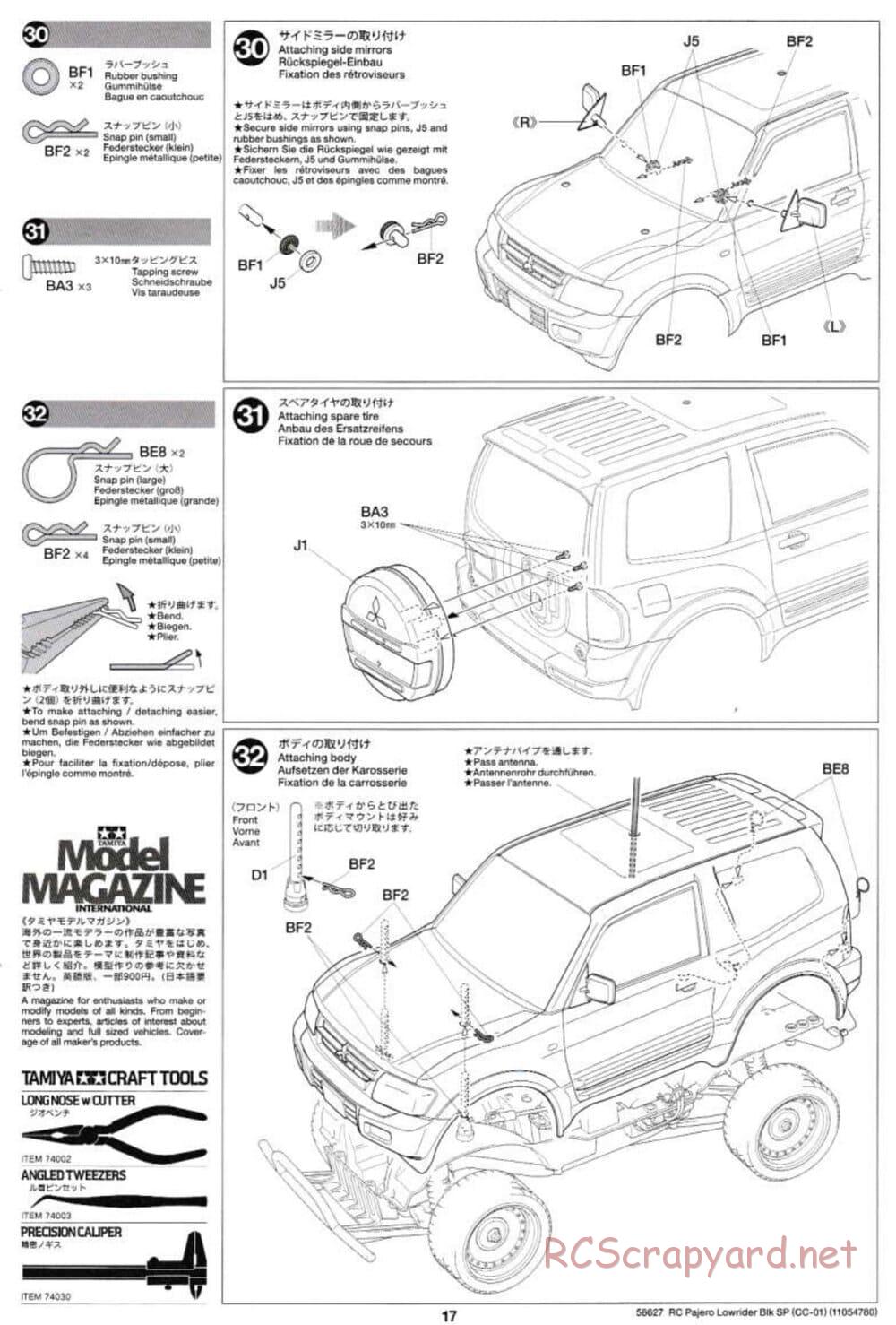 Tamiya - Mitsubishi Pajero Custom Lowrider Black Special - CC-01 Chassis - Manual - Page 17