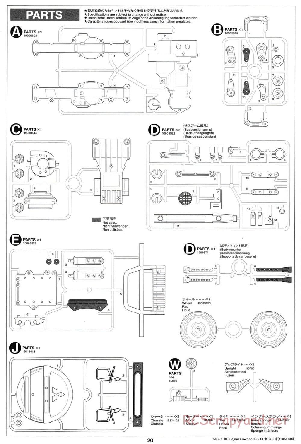 Tamiya - Mitsubishi Pajero Custom Lowrider Black Special - CC-01 Chassis - Manual - Page 20