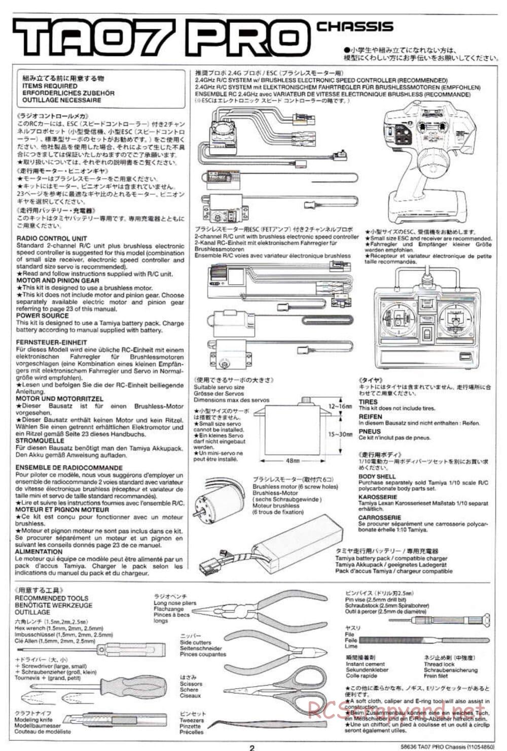 Tamiya - TA07 Pro Chassis - Manual - Page 2