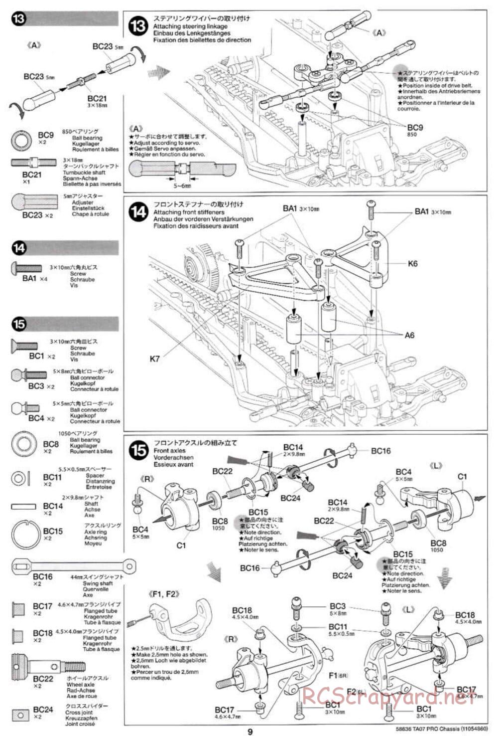 Tamiya - TA07 Pro Chassis - Manual - Page 9