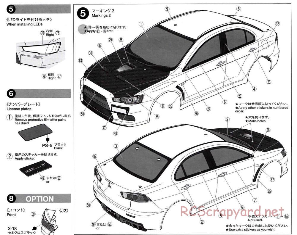 Tamiya - Mitsubishi Lancer Evo.X - Drift Spec - TT-02D Chassis - Body Manual - Page 4