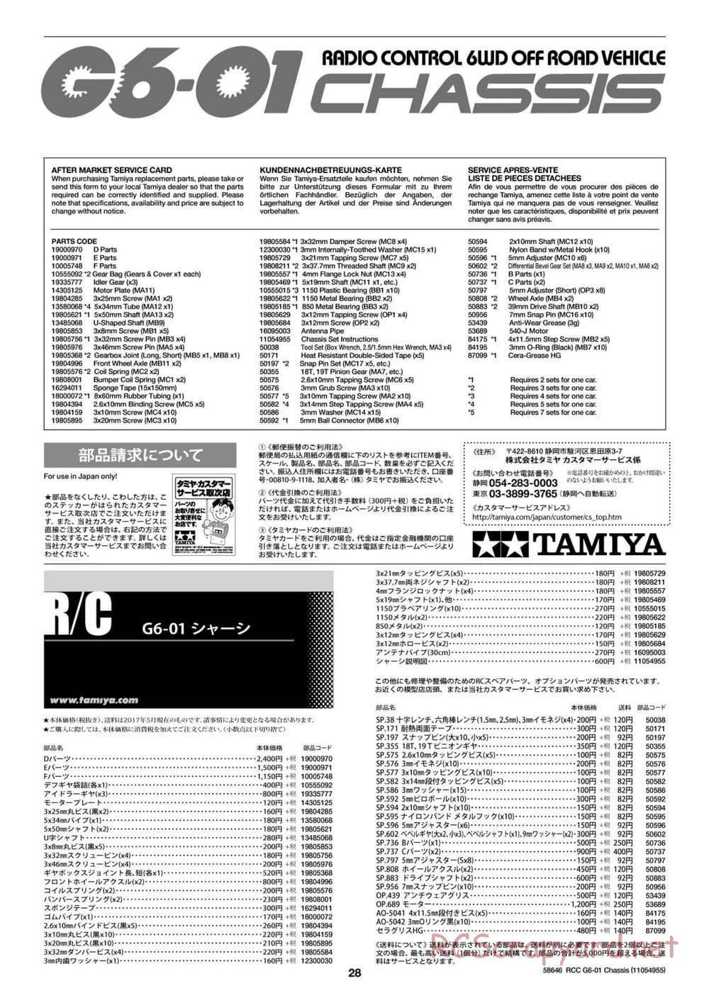 Tamiya - Konghead 6x6 - G6-01 Chassis - Manual - Page 28