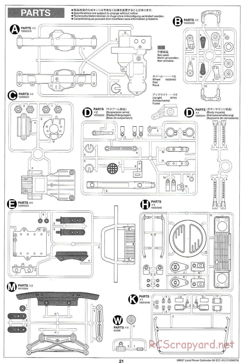 Tamiya - Land Rover Defender 90 - CC-01 Chassis - Manual - Page 21