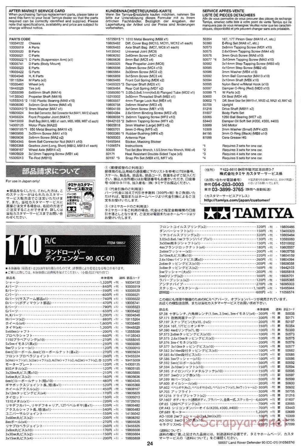 Tamiya - Land Rover Defender 90 - CC-01 Chassis - Manual - Page 24