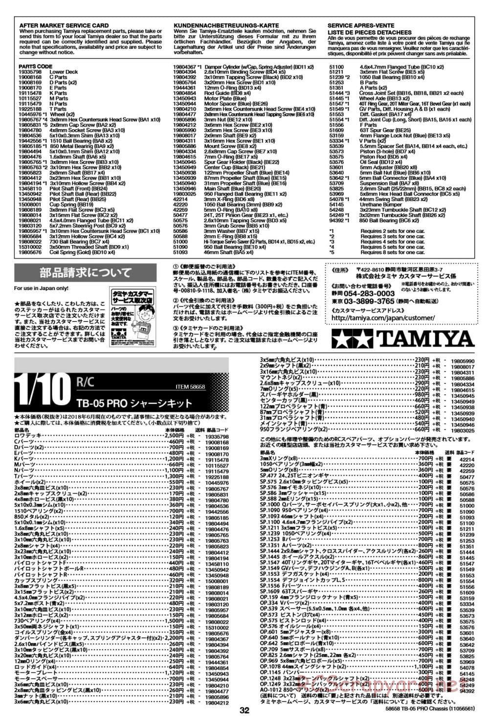 Tamiya - TB-05 Pro Chassis - Manual - Page 32