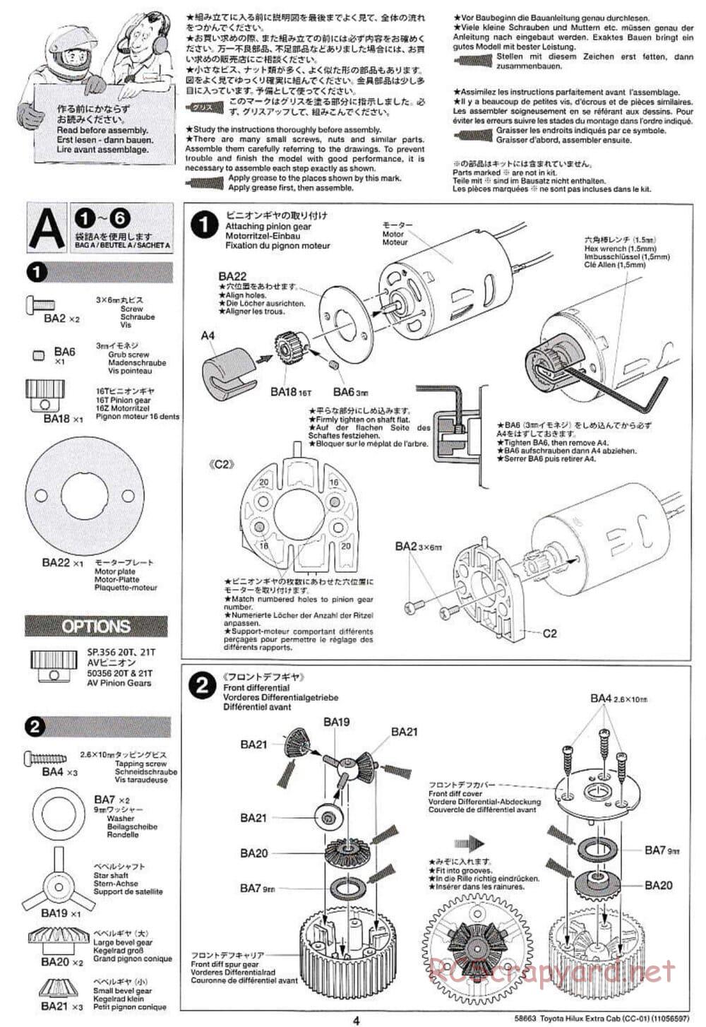 Tamiya - Toyota Hilux Extra Cab - CC-01 Chassis - Manual - Page 4