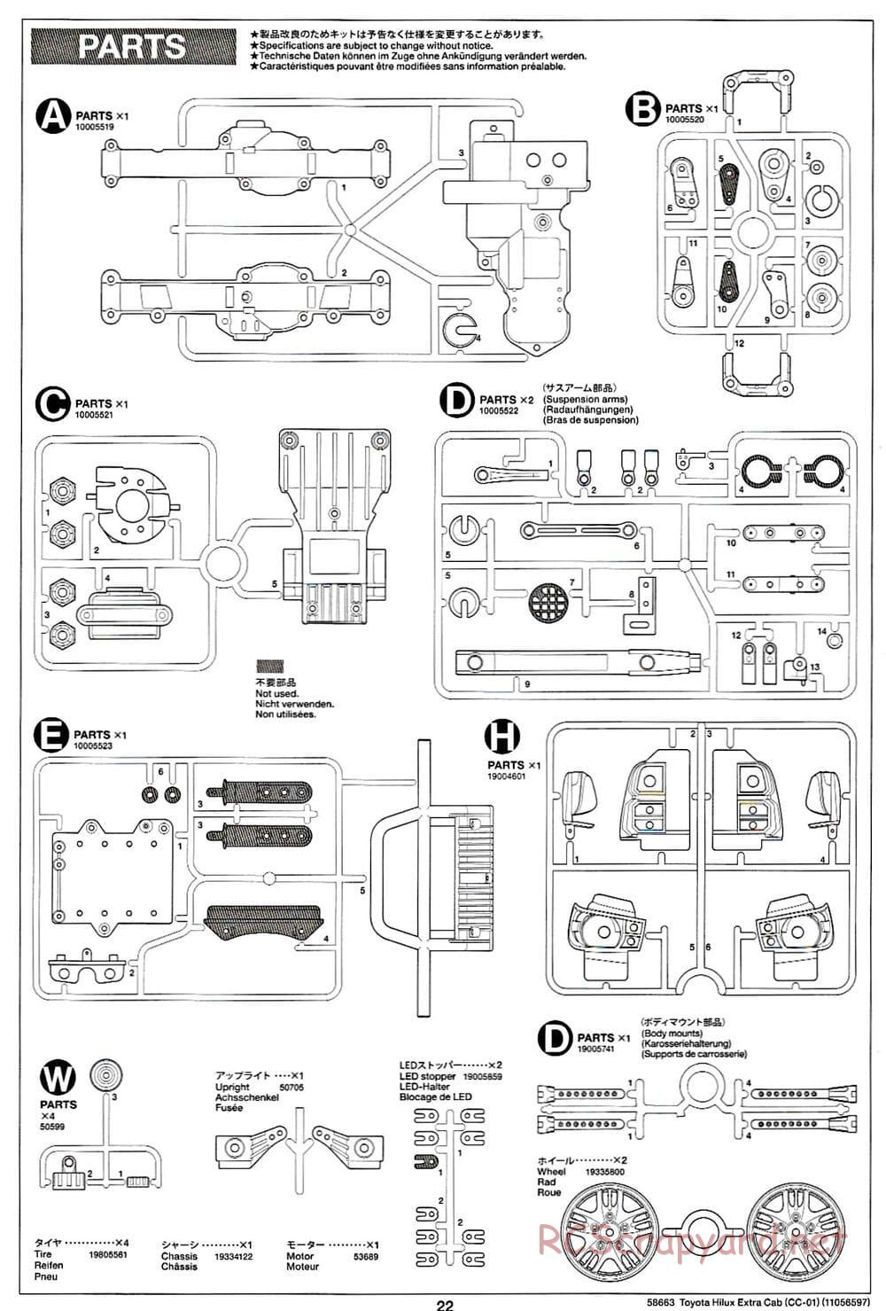 Tamiya - Toyota Hilux Extra Cab - CC-01 Chassis - Manual - Page 22