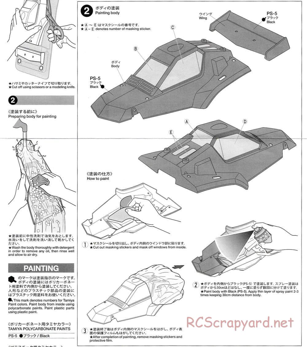 Tamiya - Comical Hornet - WR-02CB Chassis - Body Manual - Page 2