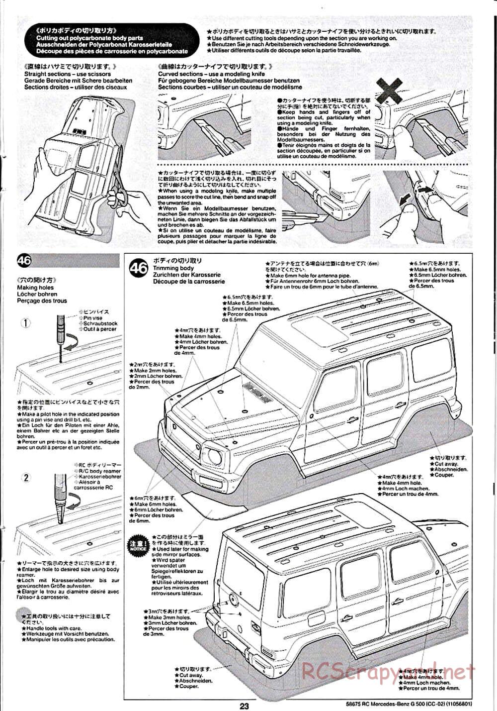 Tamiya - Mercedes-Benz G500 - CC-02 Chassis - Manual - Page 23