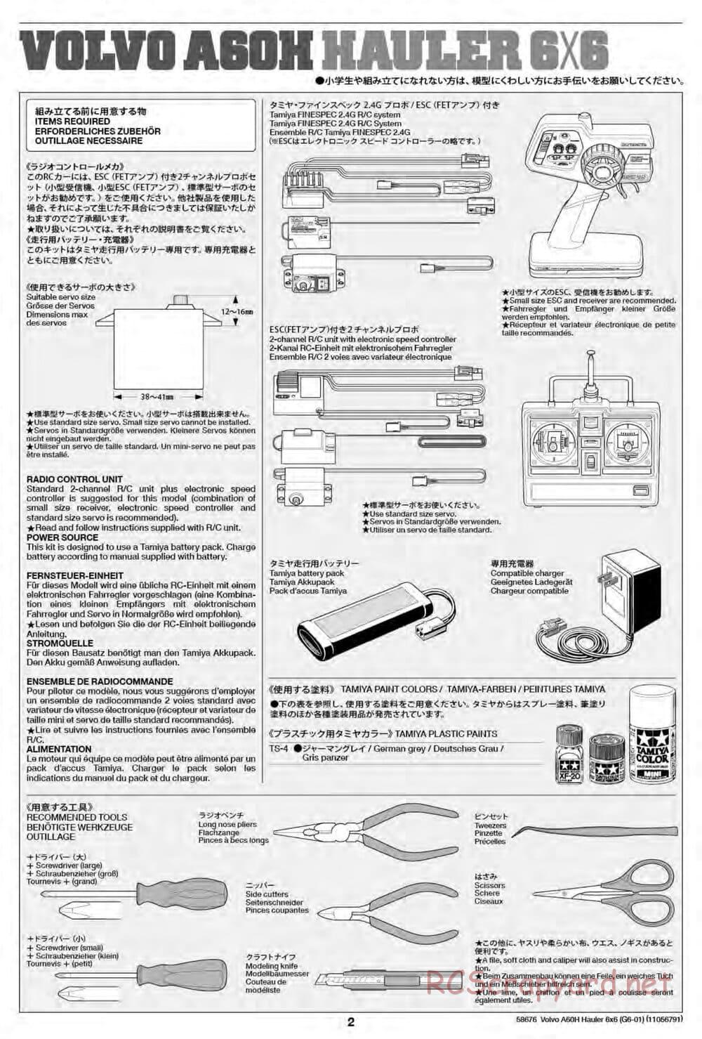 Tamiya - Volvo A60H Dump Truck 6x6 - G6-01 Chassis - Manual - Page 2