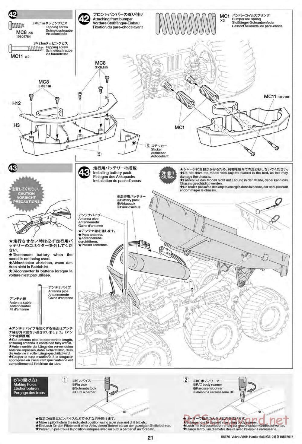 Tamiya - Volvo A60H Dump Truck 6x6 - G6-01 Chassis - Manual - Page 20