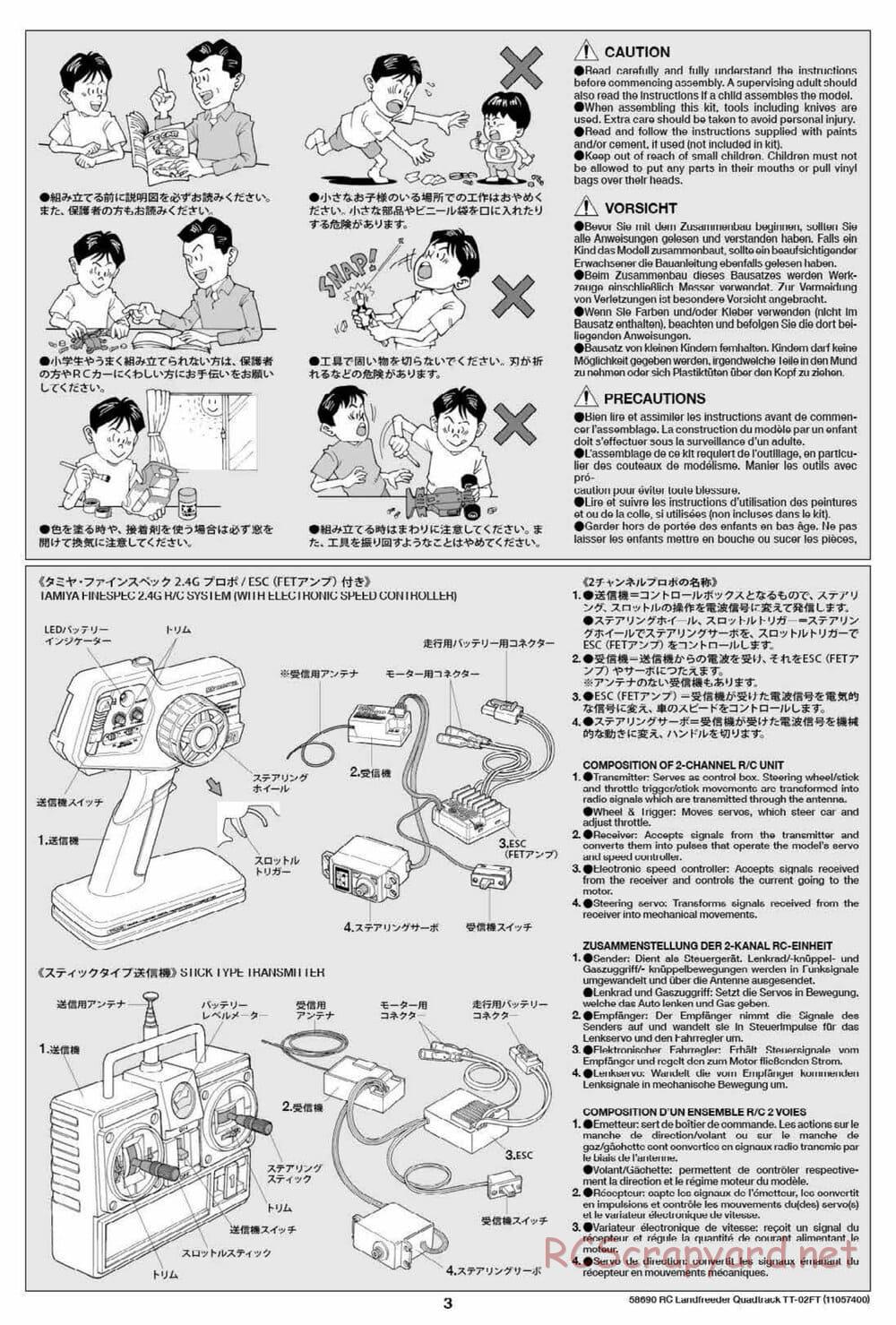 Tamiya - Landfreeder Quadtrack - TT-02FT Chassis - Manual - Page 3