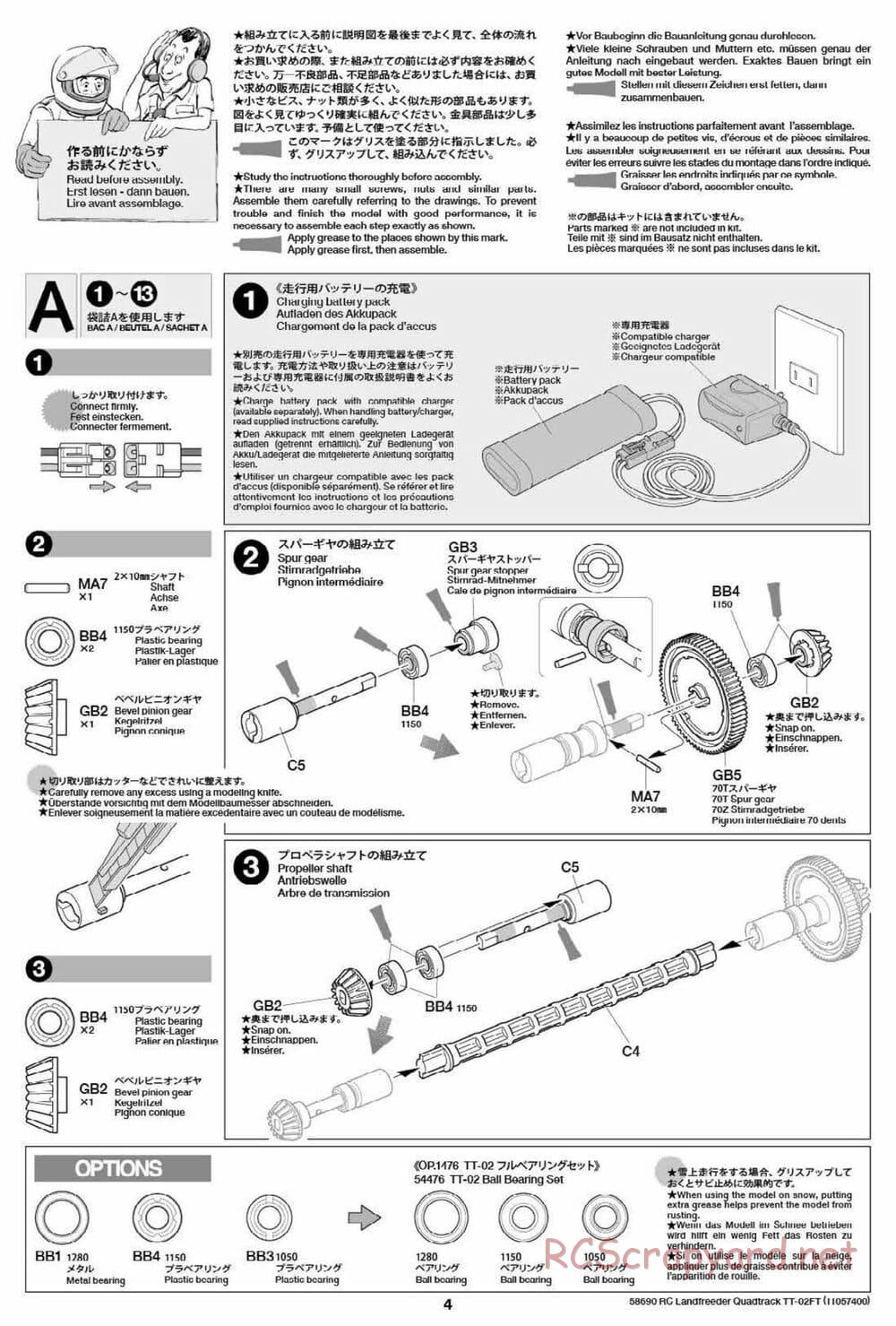 Tamiya - Landfreeder Quadtrack - TT-02FT Chassis - Manual - Page 4